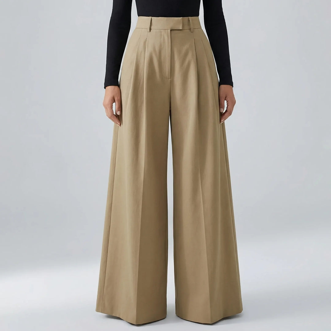Flowvia - High-Waist Wide-Leg Full-Length Pants