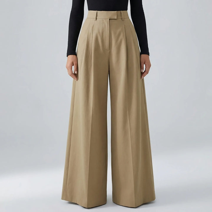 Flowvia - High-Waist Wide-Leg Full-Length Pants