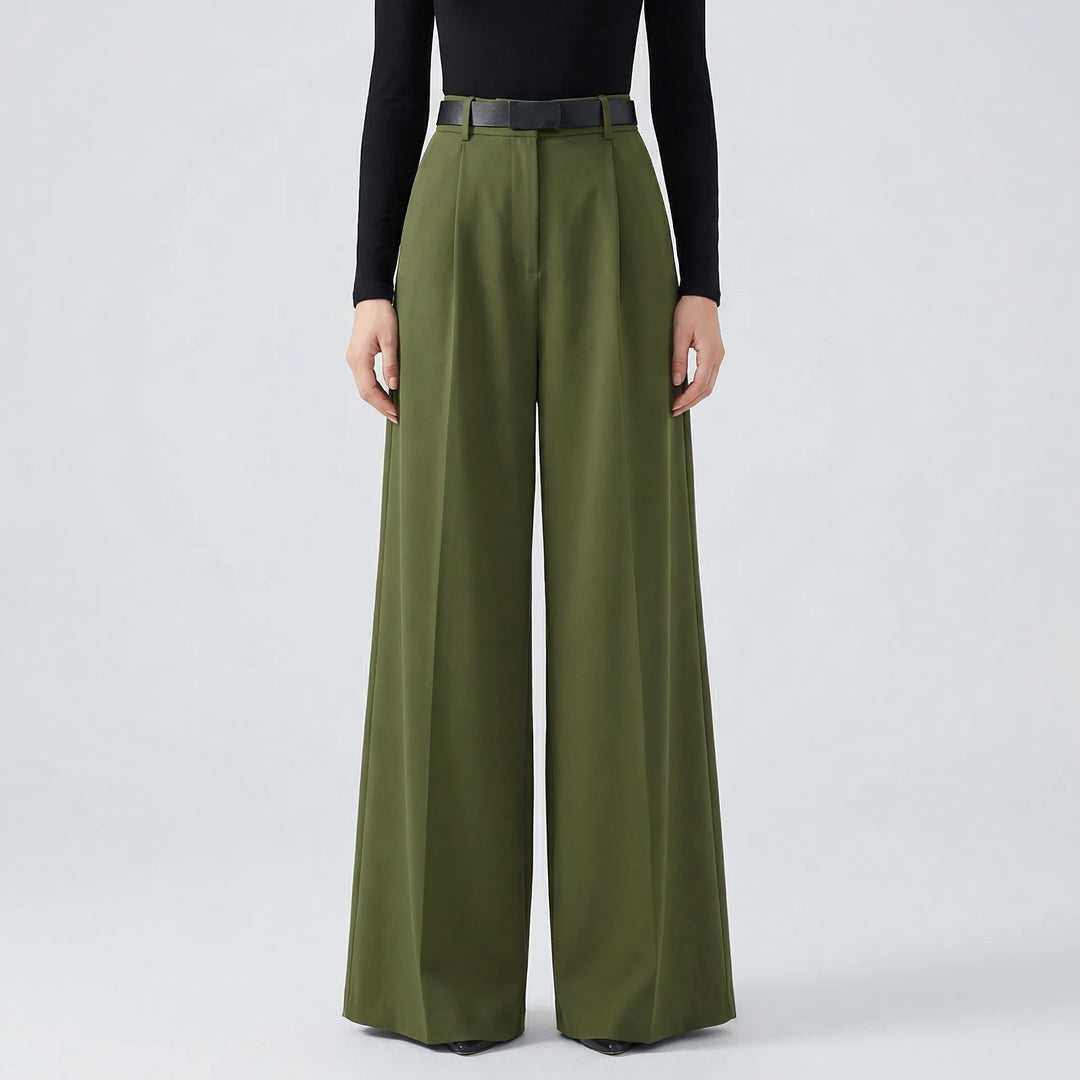 Flowvia - High-Waist Wide-Leg Full-Length Pants