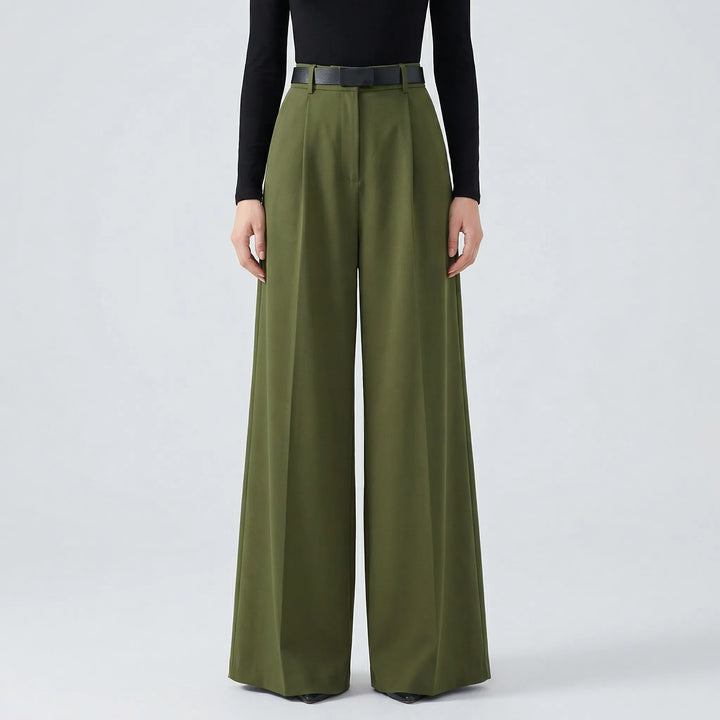 Flowvia - High-Waist Wide-Leg Full-Length Pants