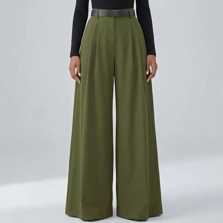 Flowvia - High-Waist Wide-Leg Full-Length Pants