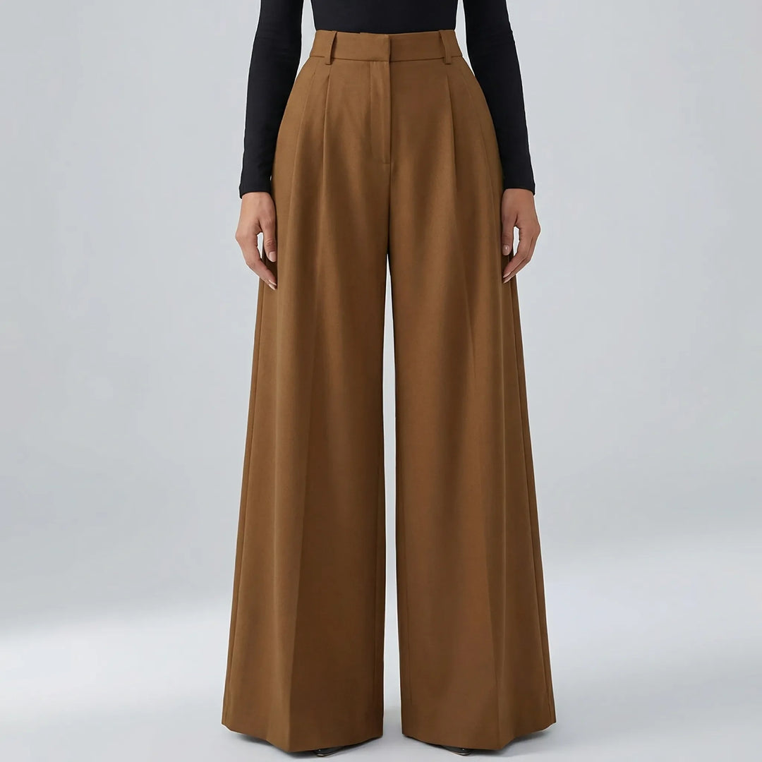 Flowvia - High-Waist Wide-Leg Full-Length Pants