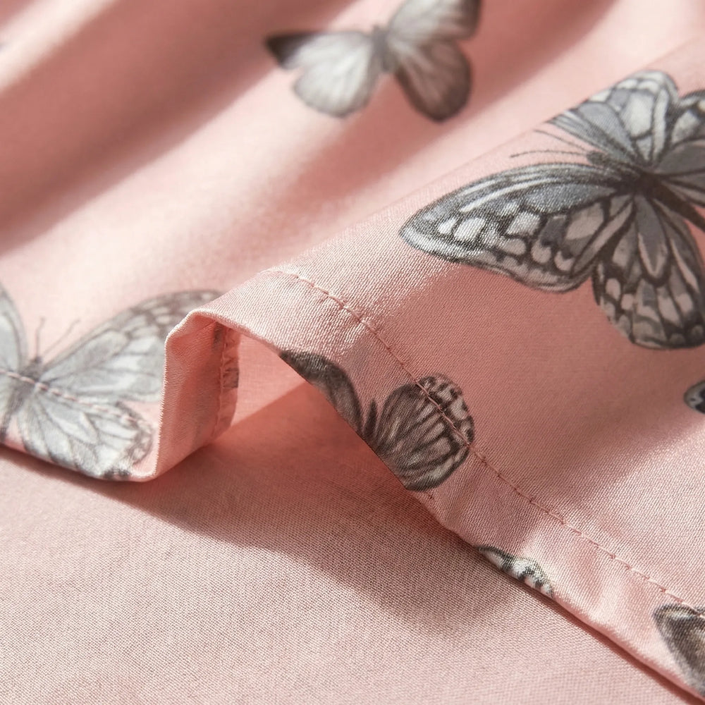Flutterette - Short-Sleeve Butterfly Print Pajama Set