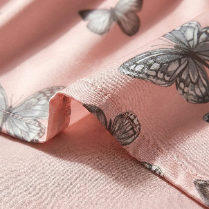Flutterette - Short-Sleeve Butterfly Print Pajama Set