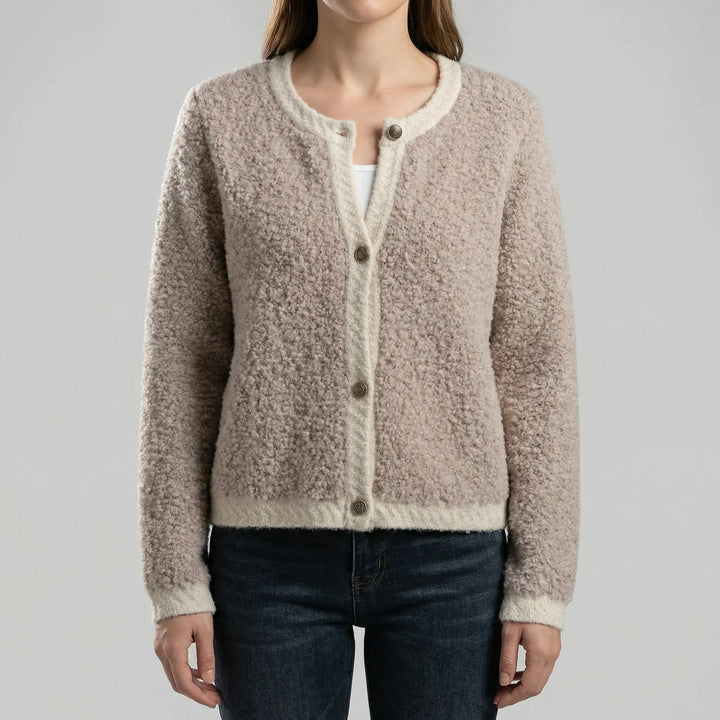 Fluzzle - Fuzzy Button-Front Knit Cardigan