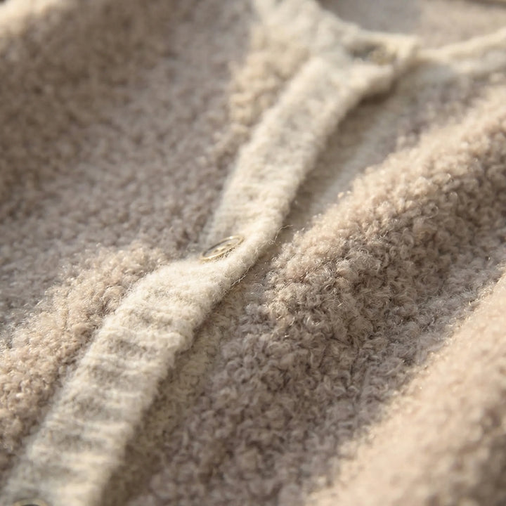 Fluzzle - Fuzzy Button-Front Knit Cardigan