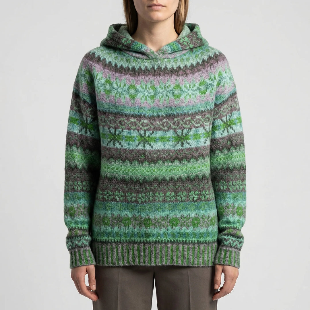 Folklora - Pullover Hoodie With Folk-Inspired Print