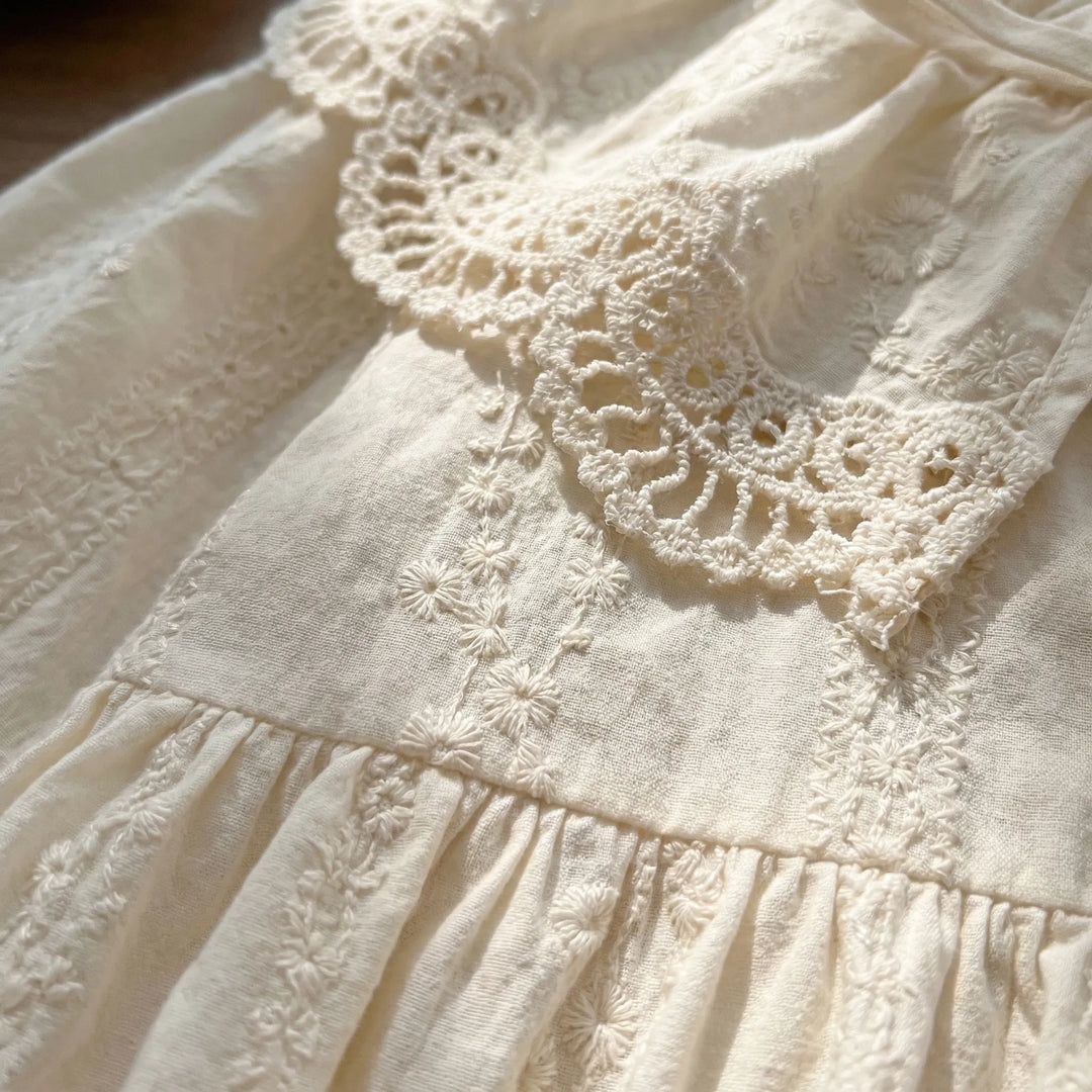 Frillova - Long-Sleeve Lace Collar Girls Dress