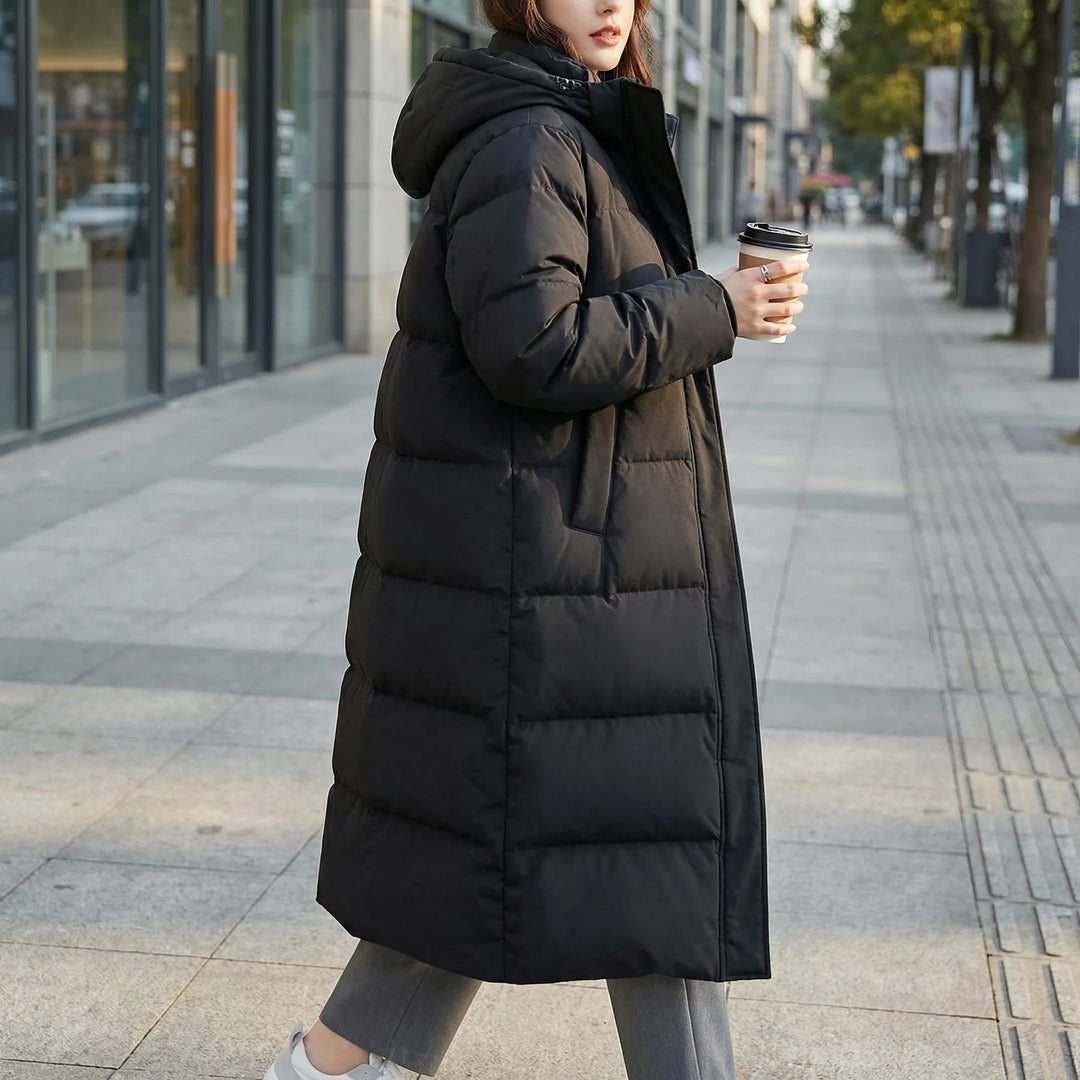 Froskeva - Knee-Length Hooded Puffer Parka