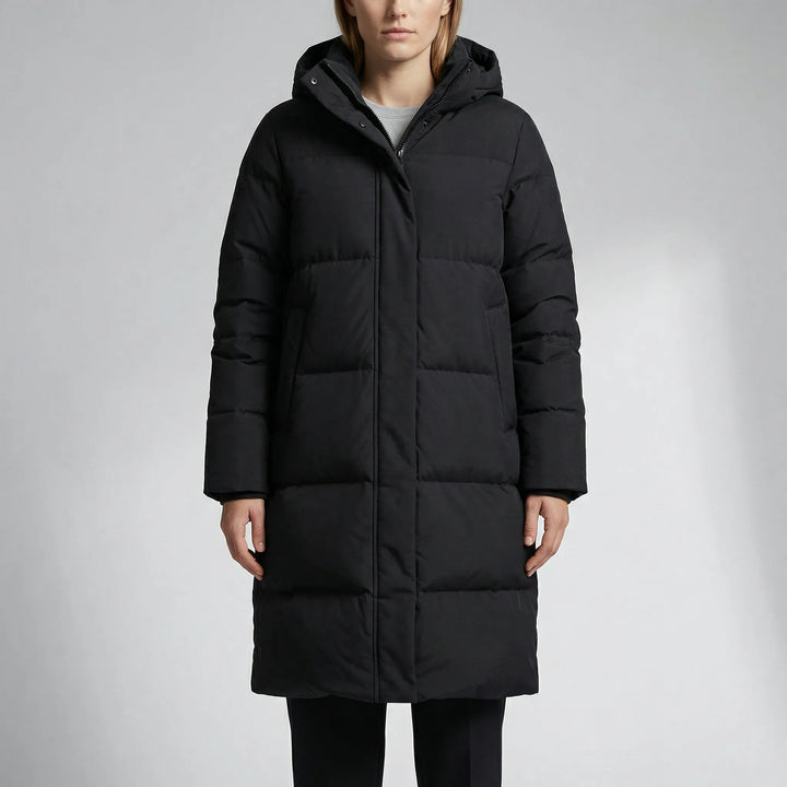Froskeva - Knee-Length Hooded Puffer Parka