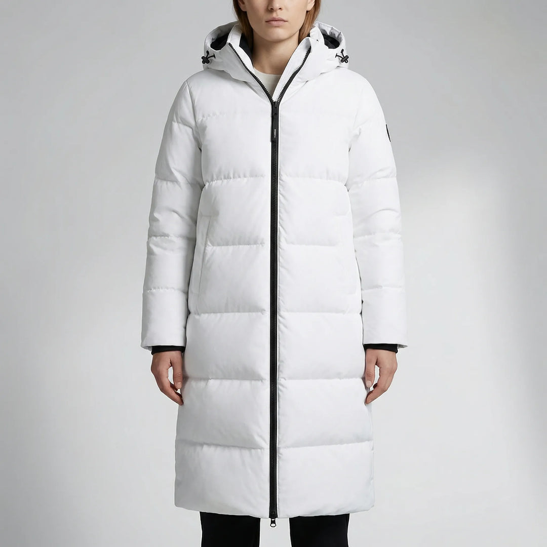 Froskeva - Knee-Length Hooded Puffer Parka