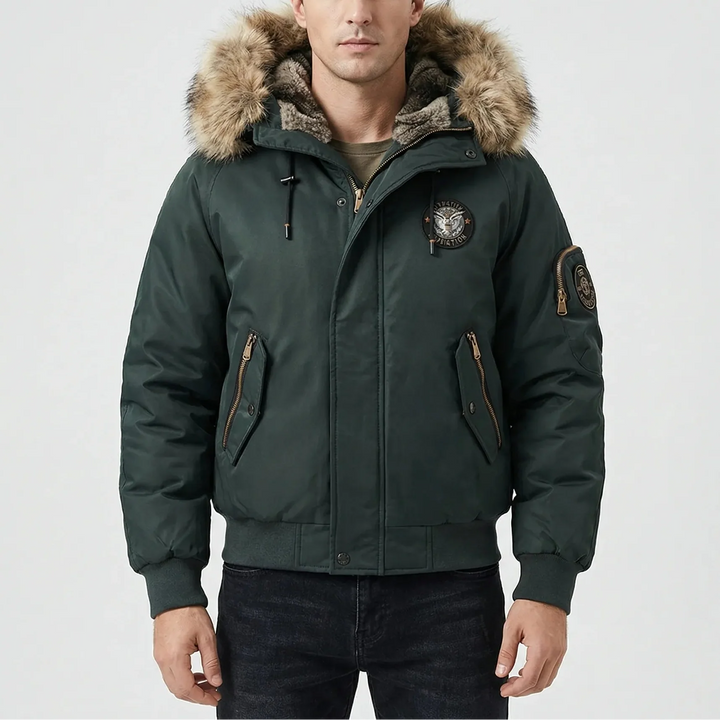 Frostlux - Padded Bomber Jacket With Faux-Fur Hood