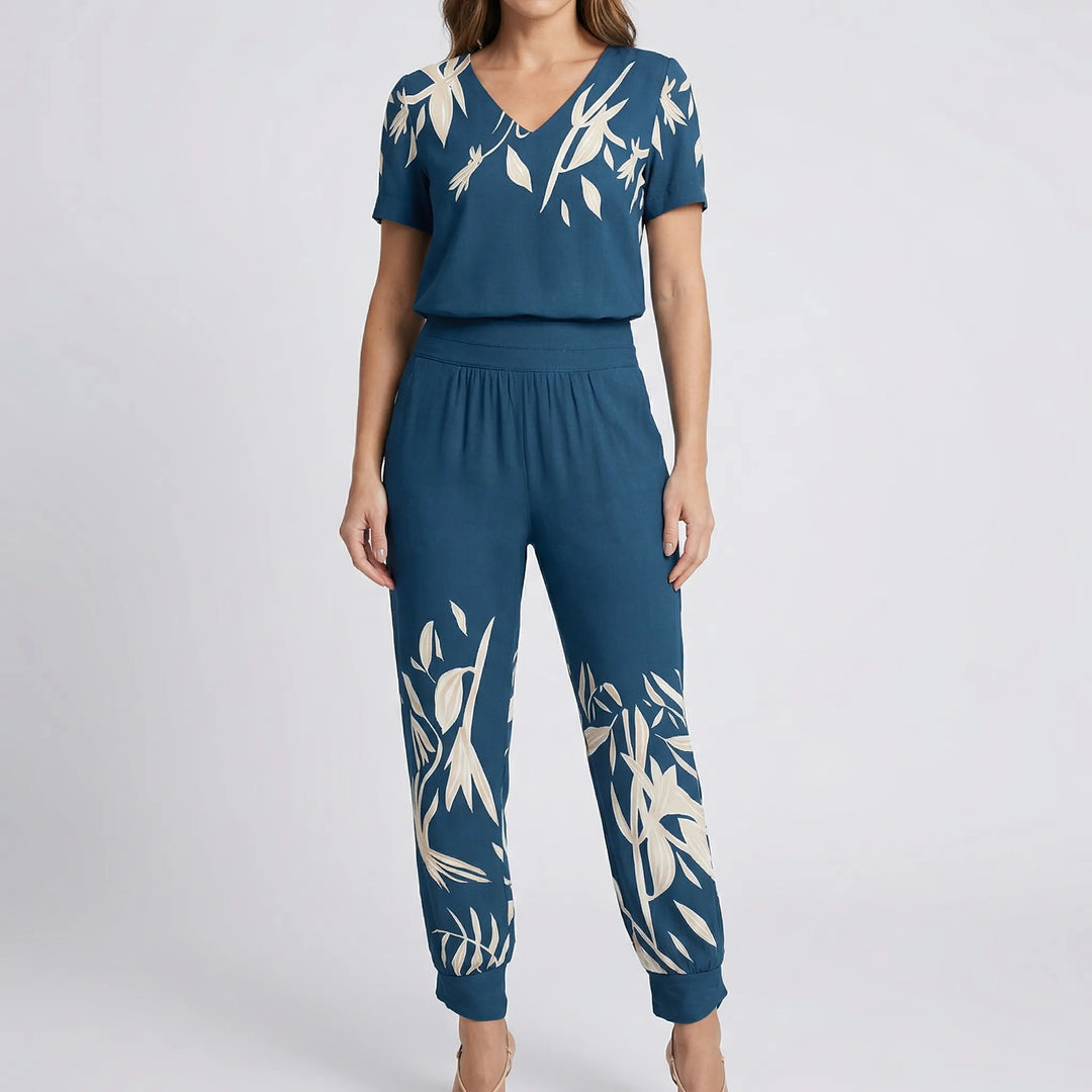 Glamera - Printed Two-Piece Top And Pants Set