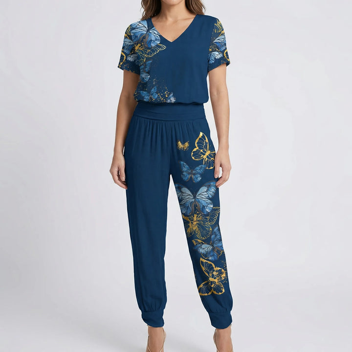Glamera - Printed Two-Piece Top And Pants Set