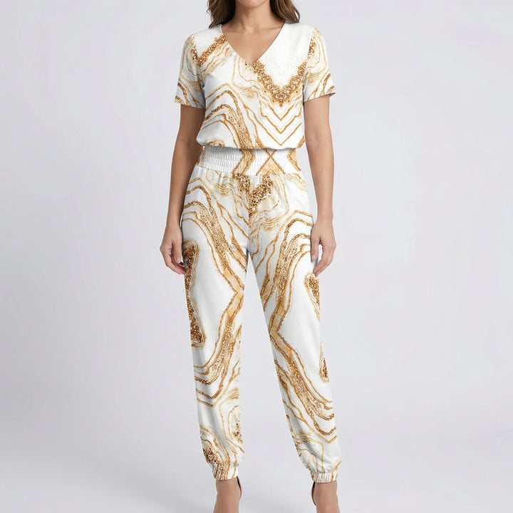 Glamera - Printed Two-Piece Top And Pants Set