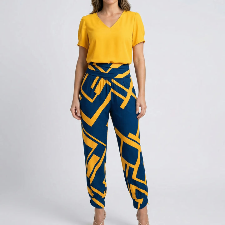 Glamera - Printed Two-Piece Top And Pants Set