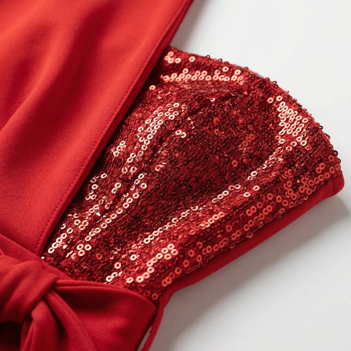 Glamerex - One-Shoulder Sequin-Bodice Jumpsuit