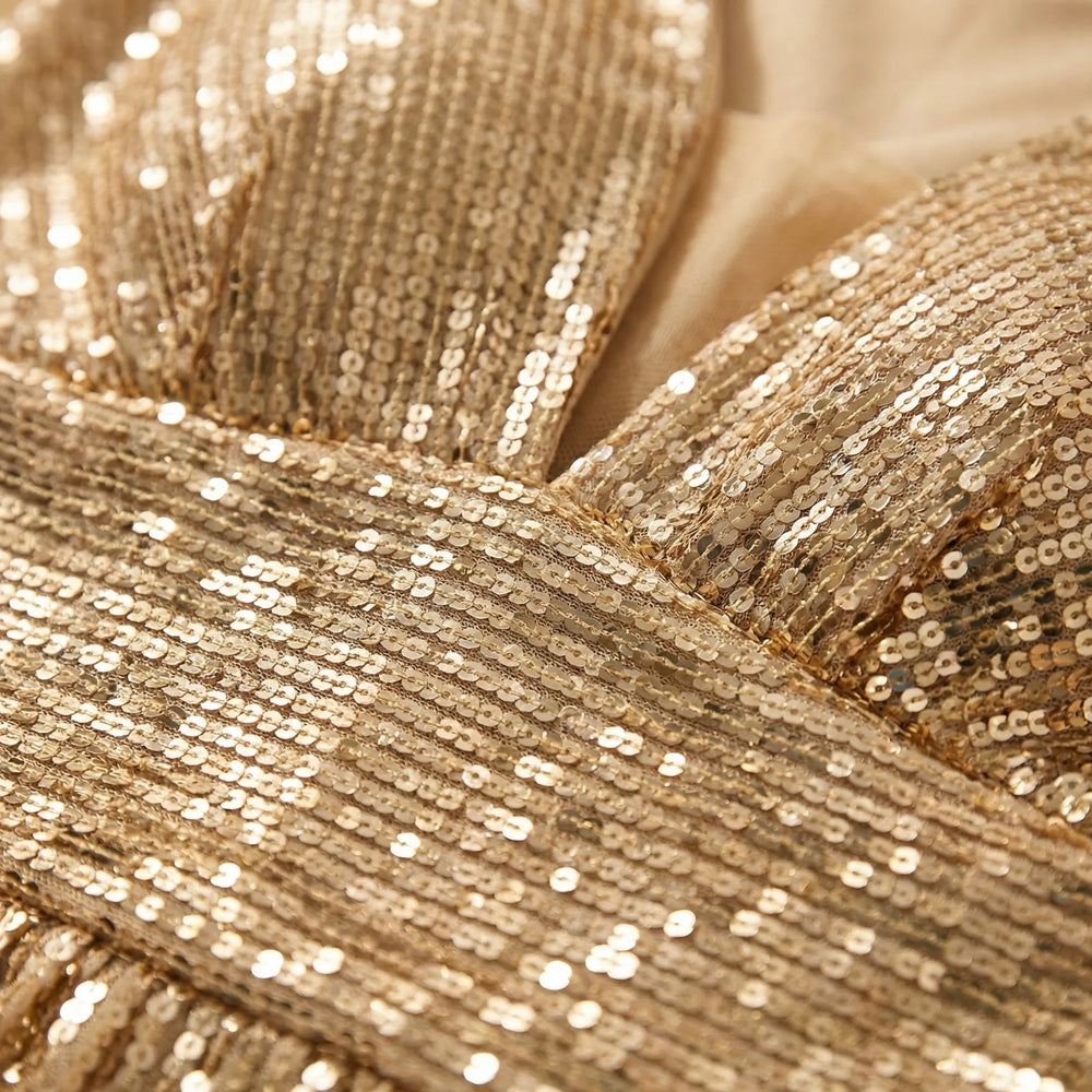Glamoriq - V-Neck Sequin Spaghetti Strap Dress