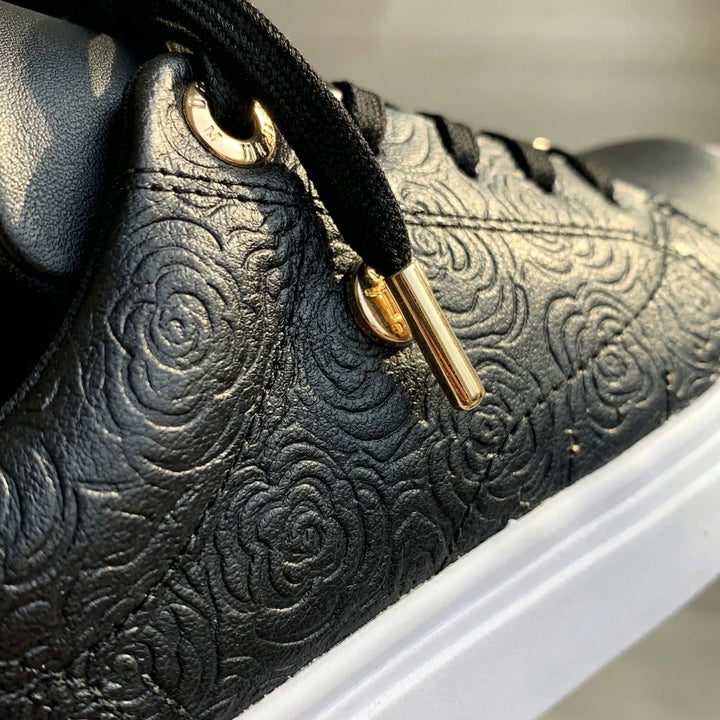 Glemsol - Embossed Platform Lace-Up Sneaker