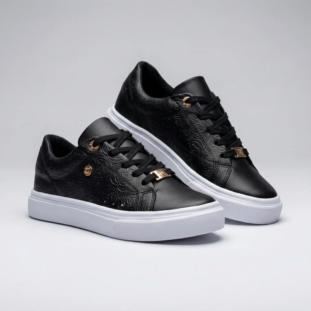 Glemsol - Embossed Platform Lace-Up Sneaker