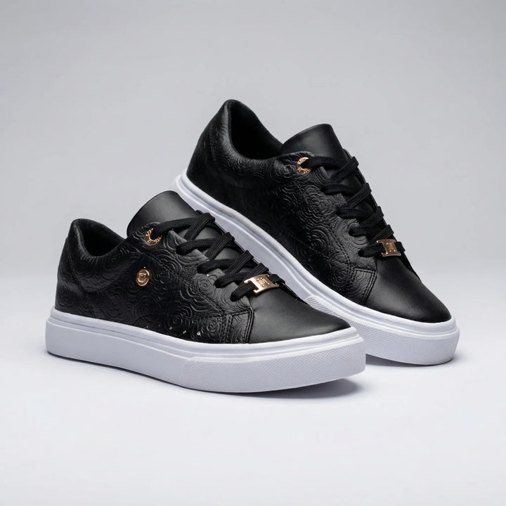 Glemsol - Embossed Platform Lace-Up Sneaker