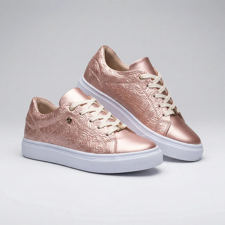 Glemsol - Embossed Platform Lace-Up Sneaker