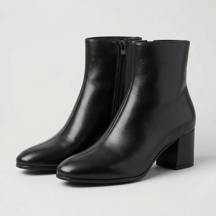 Glimmex - Metallic Finish Block Heel Ankle Boot