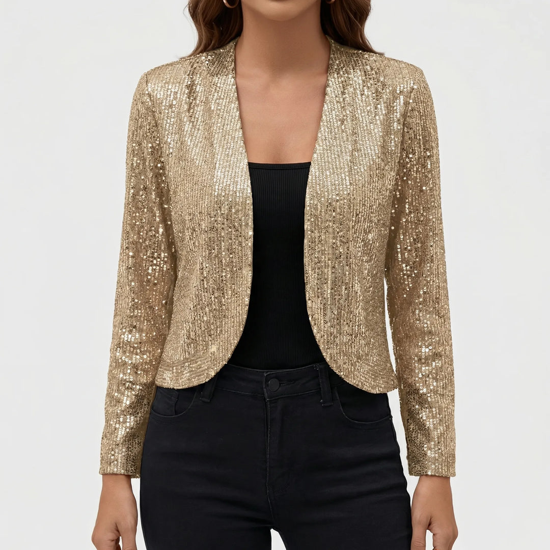 Glimmrex - Open-Front Sequin Cardigan Jacket