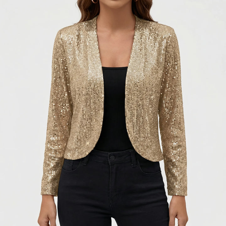 Glimmrex - Open-Front Sequin Cardigan Jacket