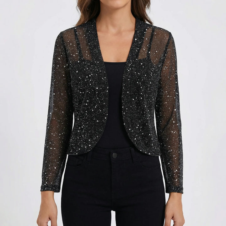 Glimmrex - Open-Front Sequin Cardigan Jacket