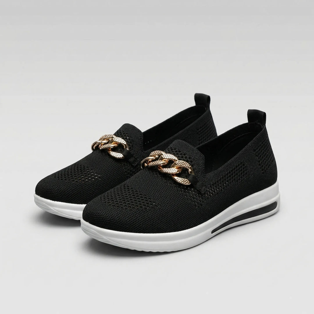 Glitzloa - Knit Slip-On Sneaker With Chain Detail