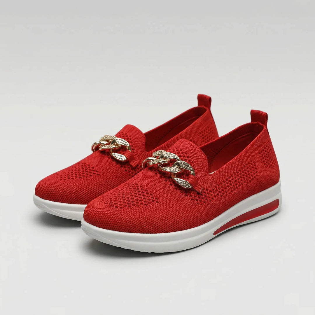 Glitzloa - Knit Slip-On Sneaker With Chain Detail