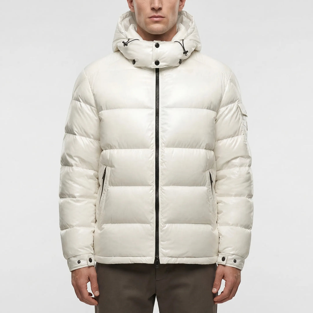 Glozark - Hooded Glossy Puffer Jacket Men