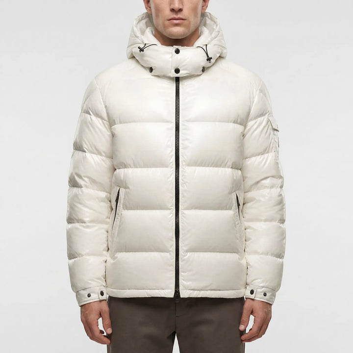 Glozark - Hooded Glossy Puffer Jacket Men
