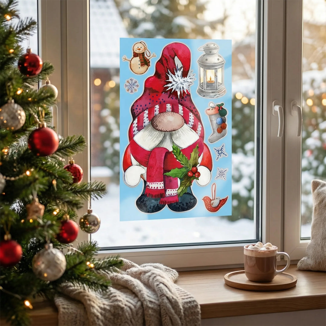 Gnomefrost - Santa Gnome Themed Window Sticker Set