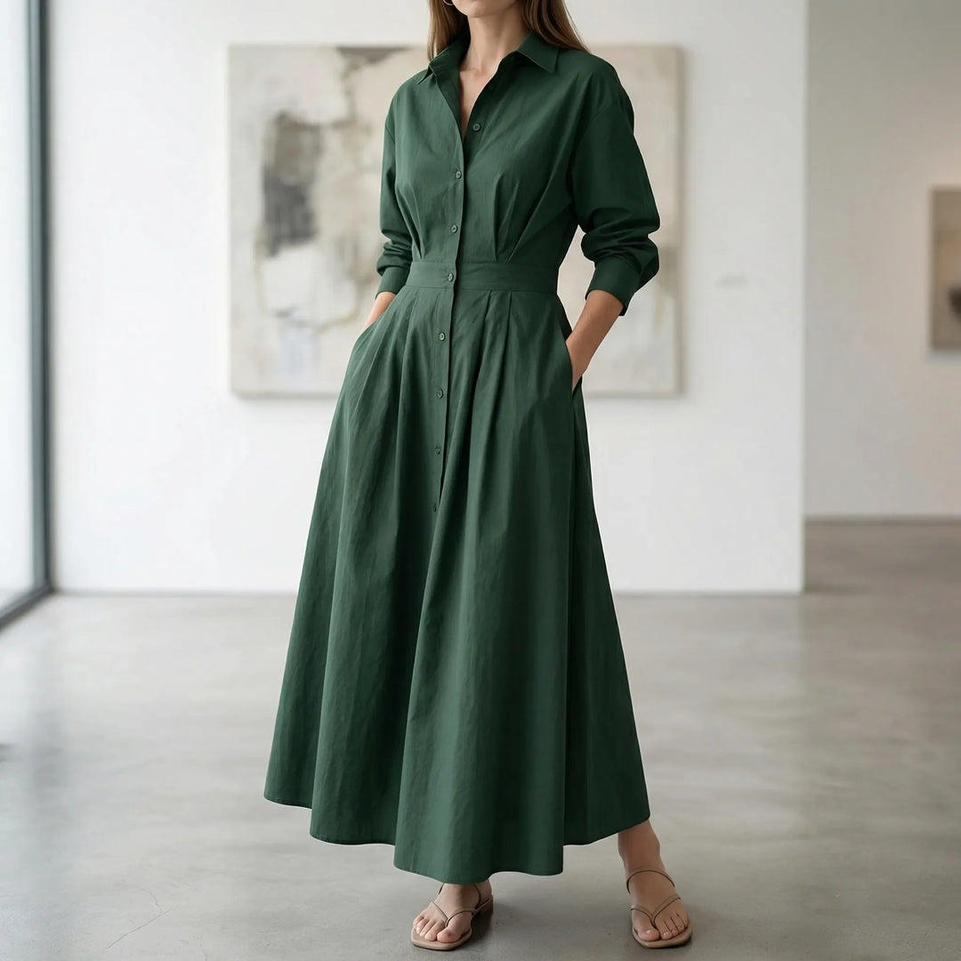 Granova - Long-Sleeve V-Neck Maxi Dress