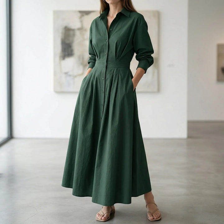 Granova - Long-Sleeve V-Neck Maxi Dress