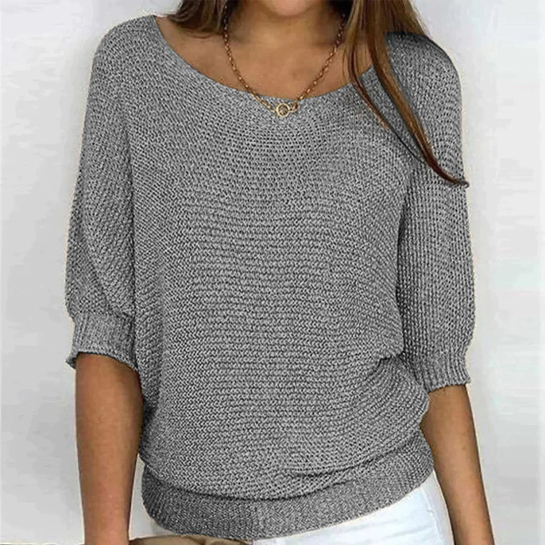 Solid Casual Oversize Tröja för Kvinnor