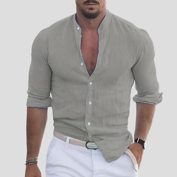 Slim Fit Mandarin Krage för Män