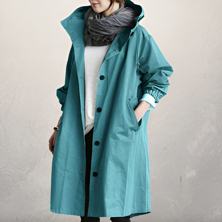 Klassisk huva trench coat för kvinnor