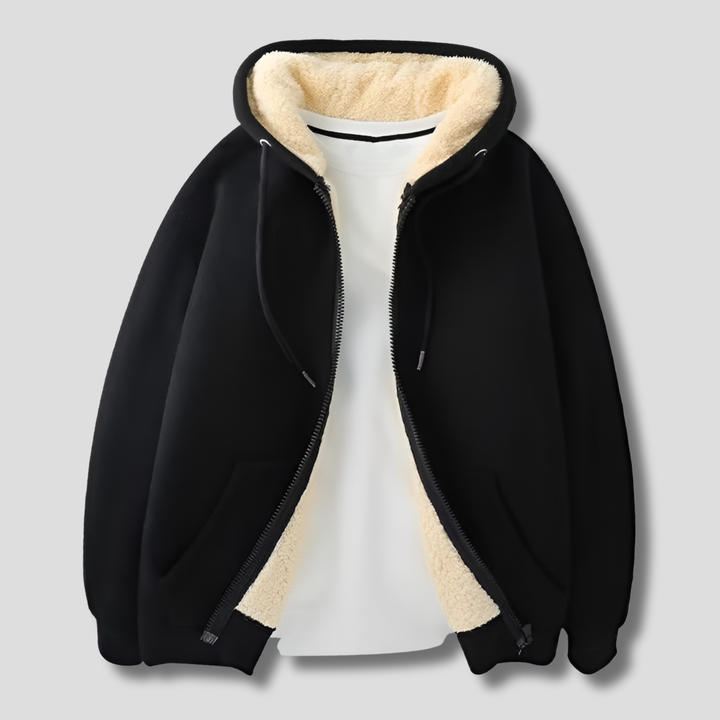 Varmhet Fleecefodrad Vinter Hoodie Jacka för Män