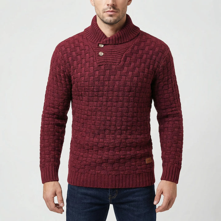 Halbrek - Ribbed Half-Collar Button Sweater