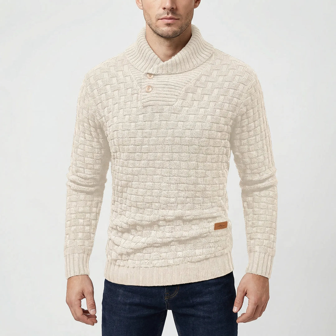 Halbrek - Ribbed Half-Collar Button Sweater