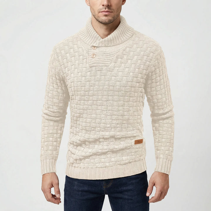 Halbrek - Ribbed Half-Collar Button Sweater