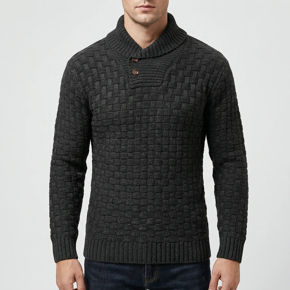 Halbrek - Ribbed Half-Collar Button Sweater