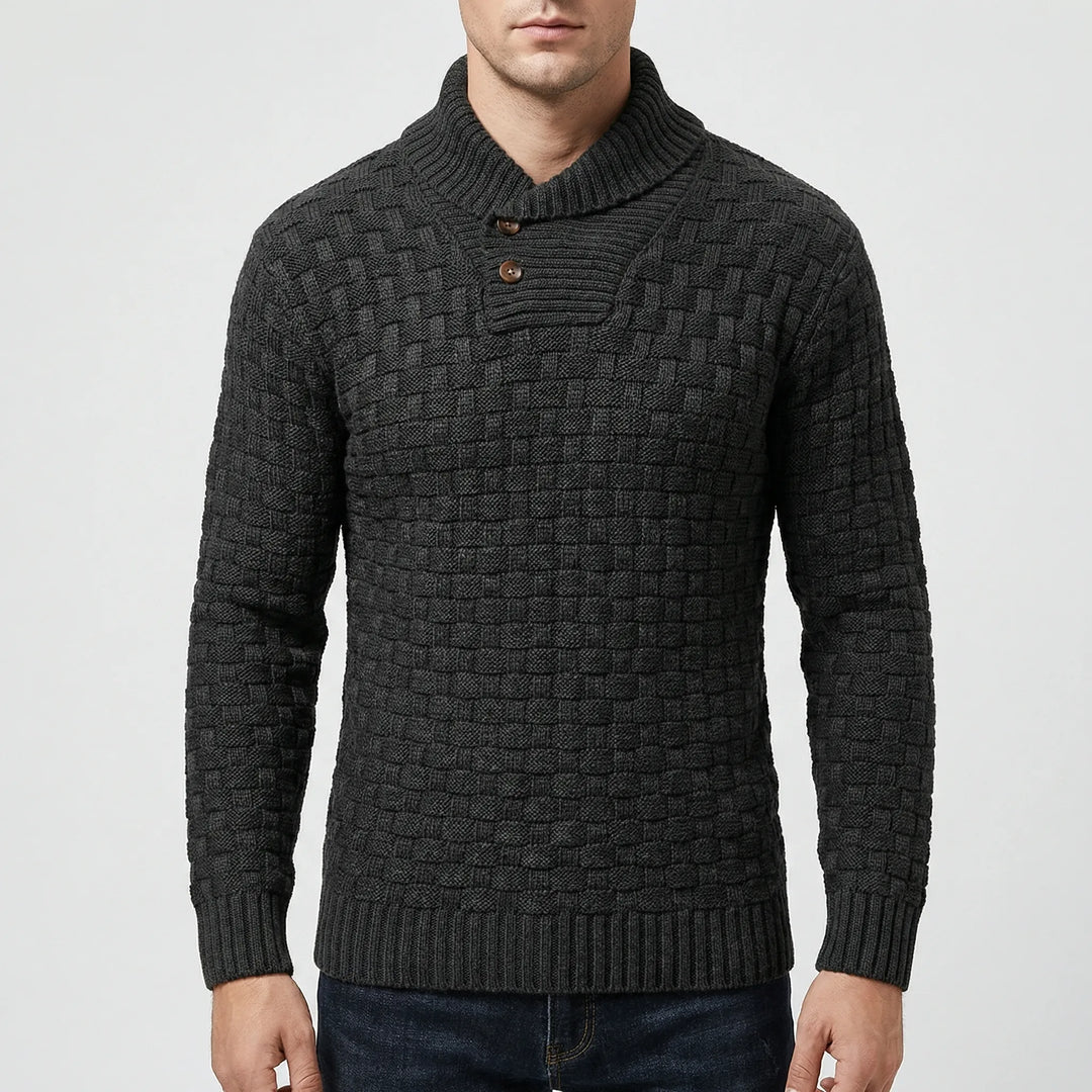 Halbrek - Ribbed Half-Collar Button Sweater