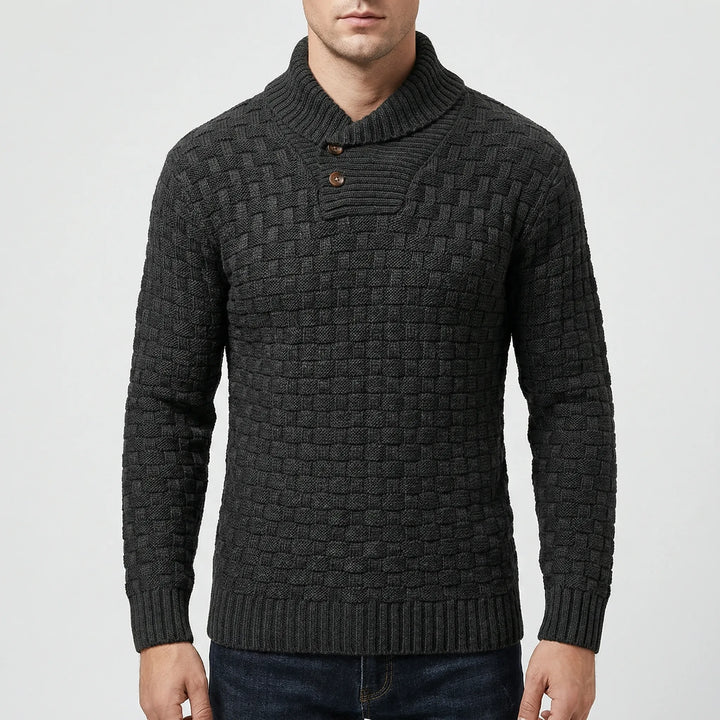 Halbrek - Ribbed Half-Collar Button Sweater