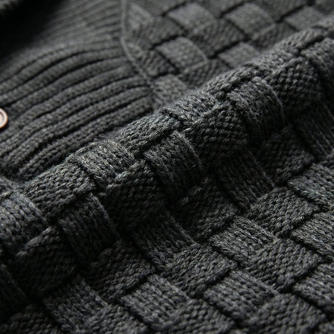 Halbrek - Ribbed Half-Collar Button Sweater