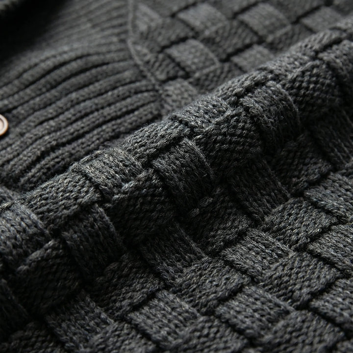 Halbrek - Ribbed Half-Collar Button Sweater