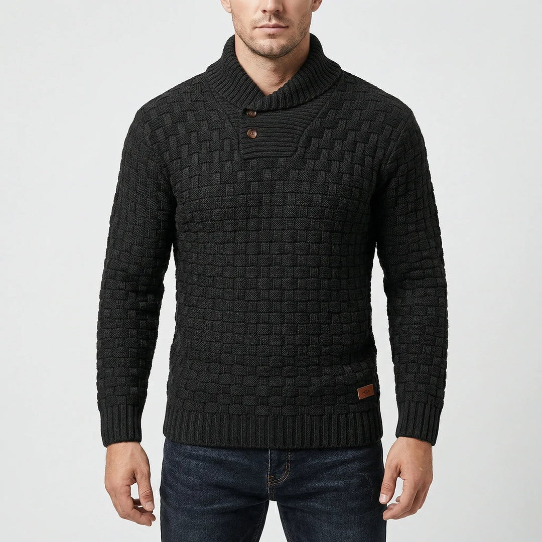 Halbrek - Ribbed Half-Collar Button Sweater